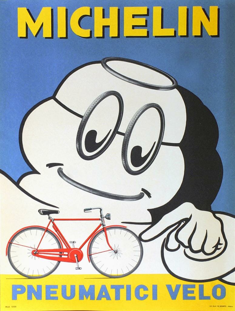 Affiche publicitaire 'Les pneus Michelin sont plus rapides que le rail Affiche publicitaire 'Les pneus Michelin sont plus rapides que le rail